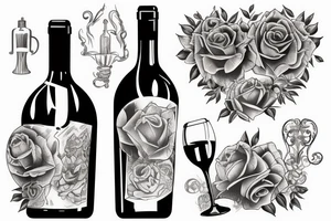 Bottle of wine tattoo idea