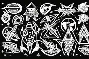 Spaceship with aliens tattoo idea