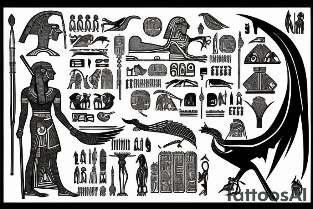 Norse mythology blended into ancient egypt from the bicep to the shoulder tattoo idea