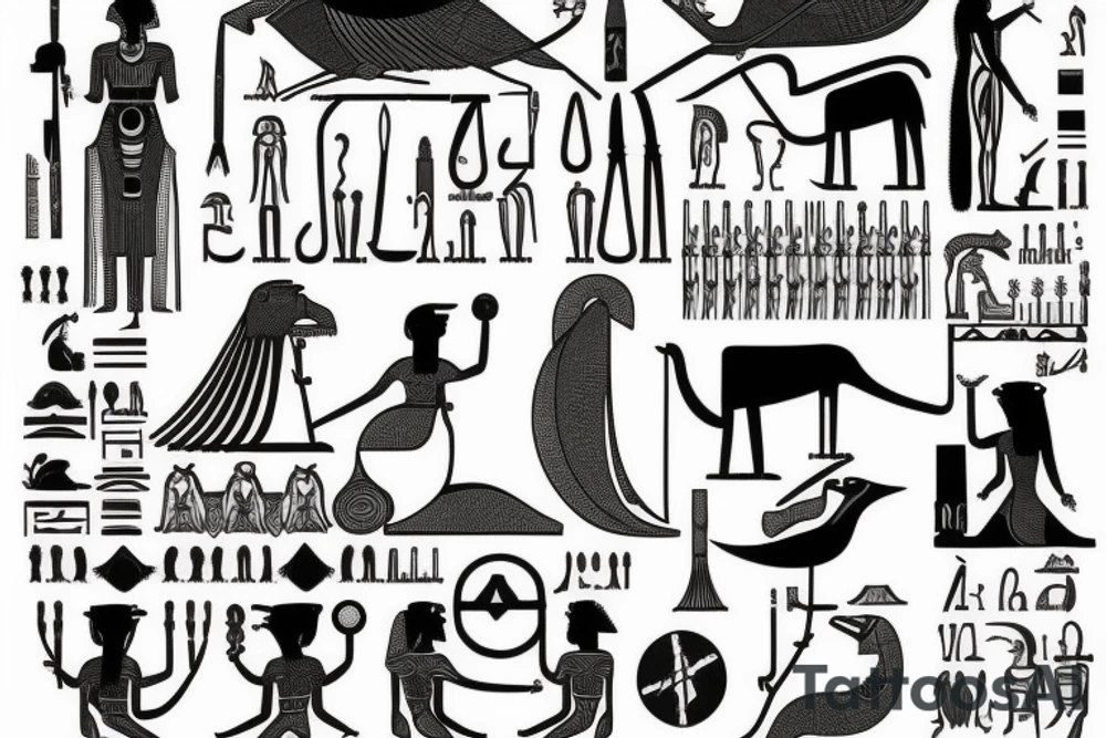 Norse mythology blended into ancient egypt from the bicep to the shoulder tattoo idea