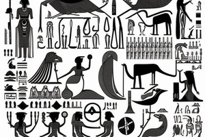 Norse mythology blended into ancient egypt from the bicep to the shoulder tattoo idea
