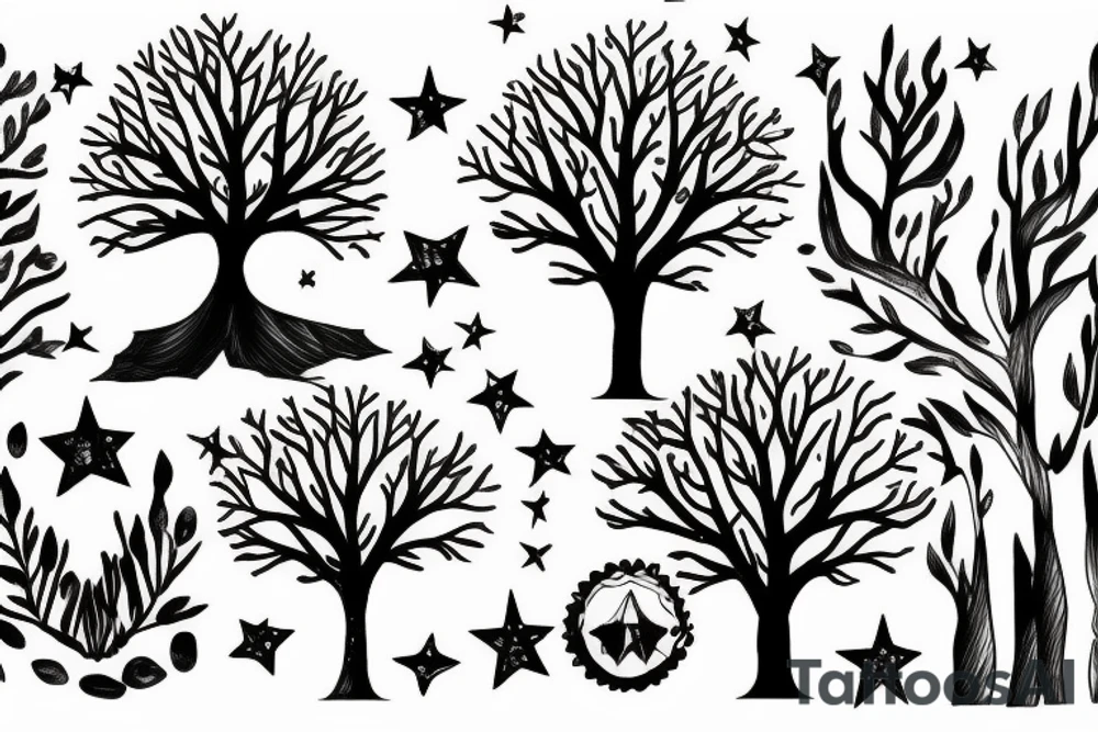 A tree and stars tattoo idea