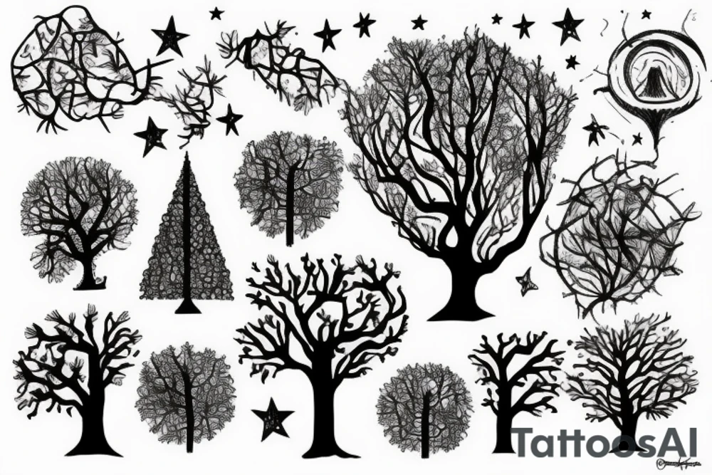 A tree and stars tattoo idea