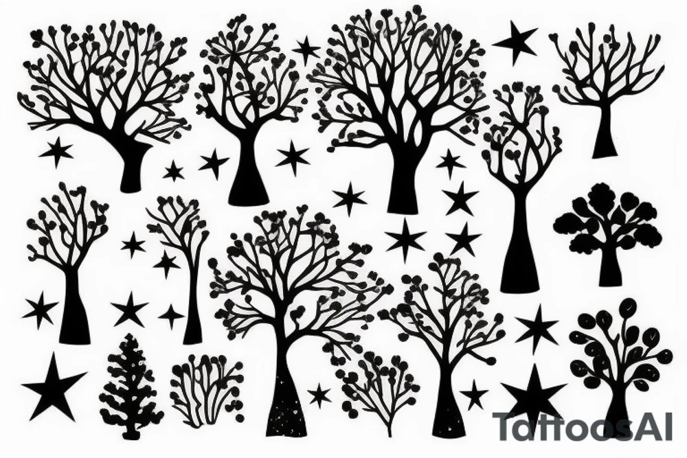 A tree and stars tattoo idea