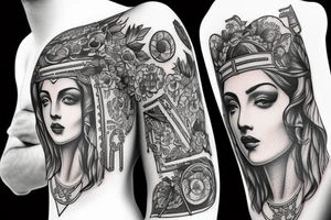 timeless Greeks with imaginary decors tattoo idea