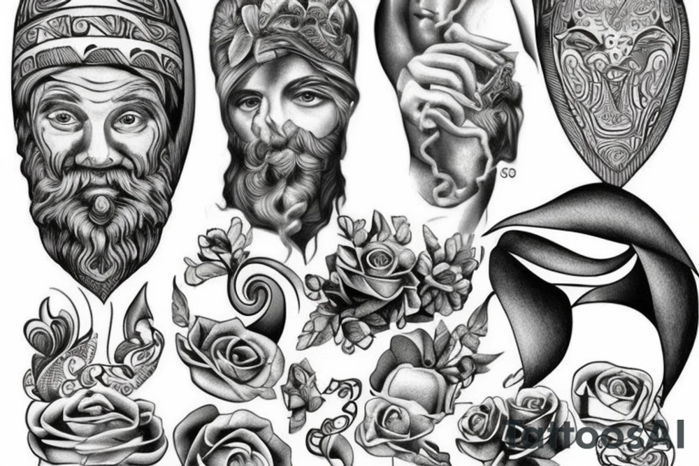 Greek with imaginary decors tattoo idea