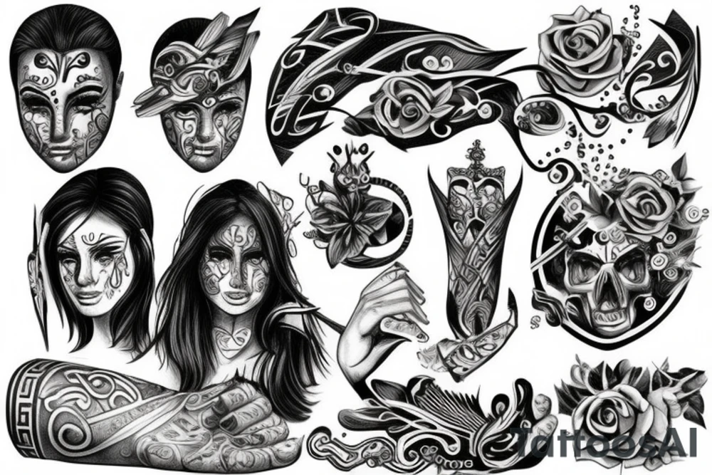 Greek with imaginary decors tattoo idea