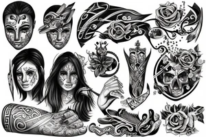 Greek with imaginary decors tattoo idea