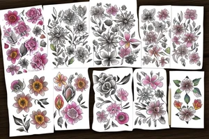 pencil with traditional tattoo flowers tattoo idea