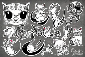 silly cat riding the moon tattoo idea