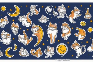 silly cat riding the moon tattoo idea