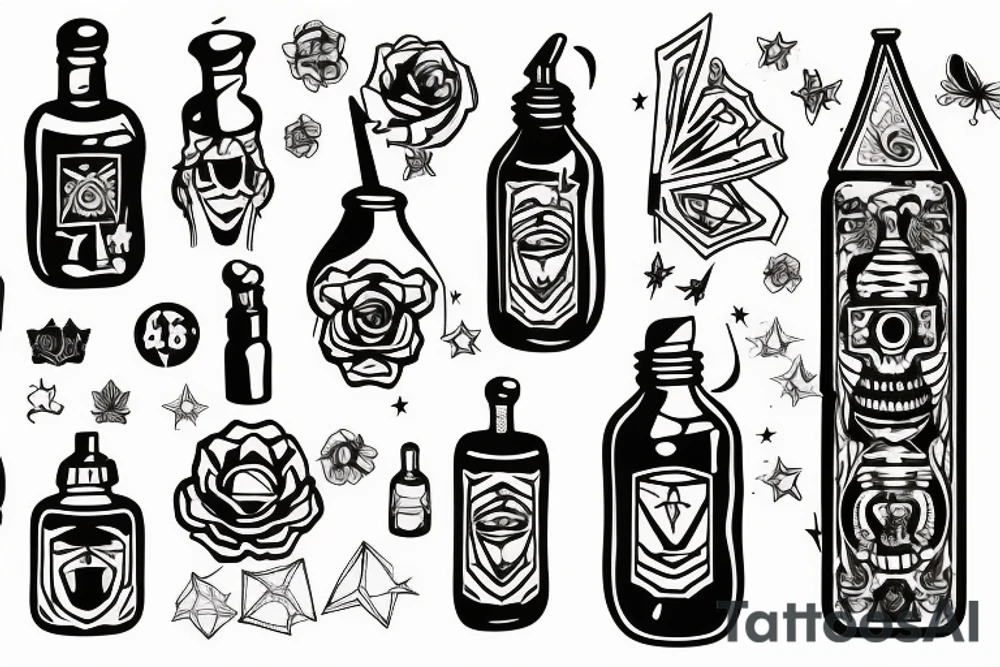 black magic bottle tattoo idea