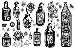 black magic bottle tattoo idea