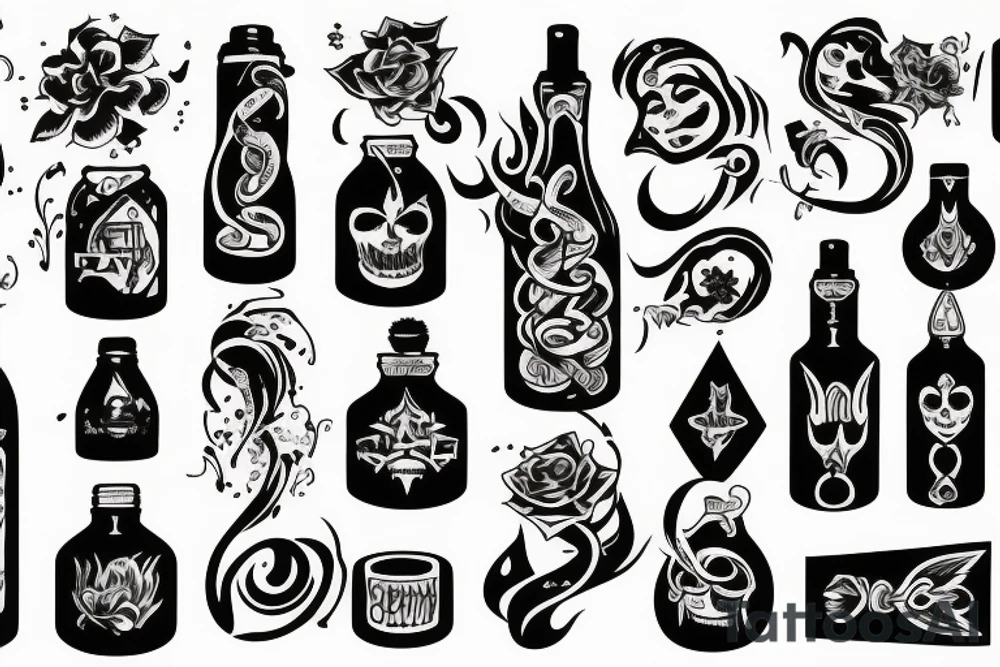 black magic bottle tattoo idea