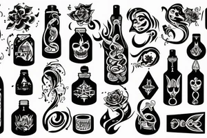 black magic bottle tattoo idea