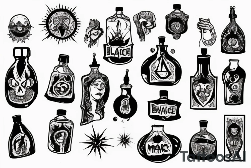 black magic bottle tattoo idea