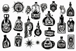 black magic bottle tattoo idea