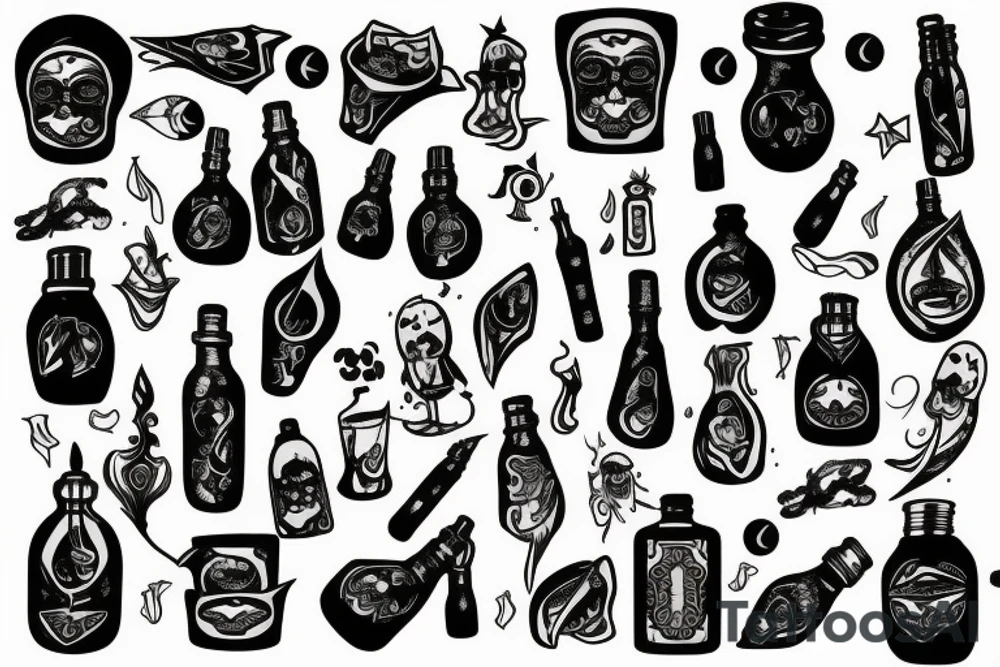 black magic bottle tattoo idea