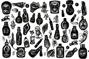 black magic bottle tattoo idea