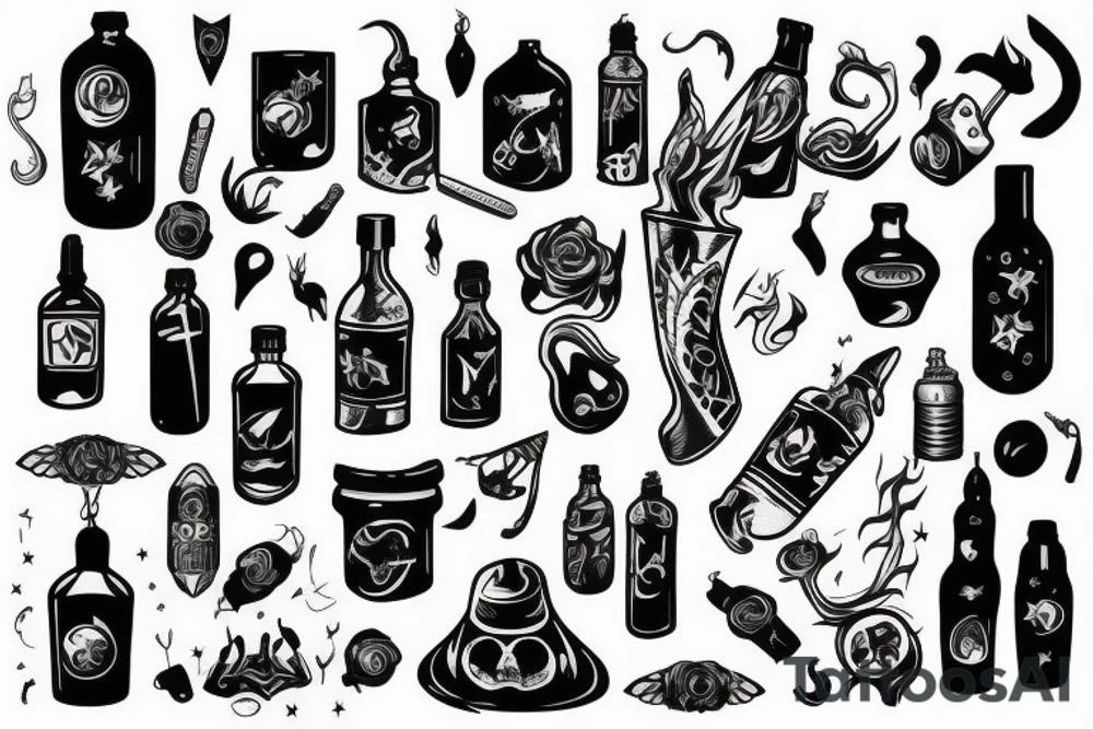 black magic bottle tattoo idea