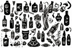 black magic bottle tattoo idea
