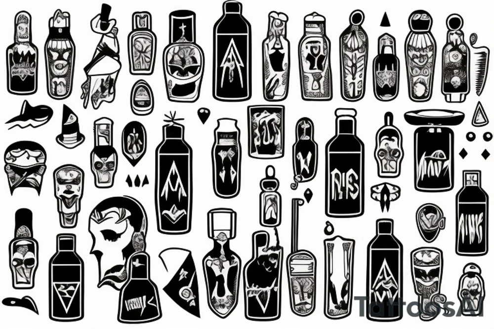 black magic bottle tattoo idea