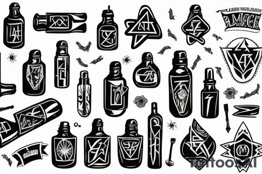 black magic bottle tattoo idea
