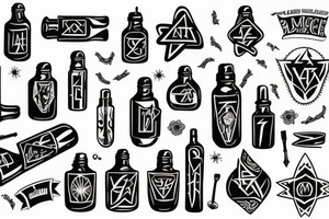 black magic bottle tattoo idea