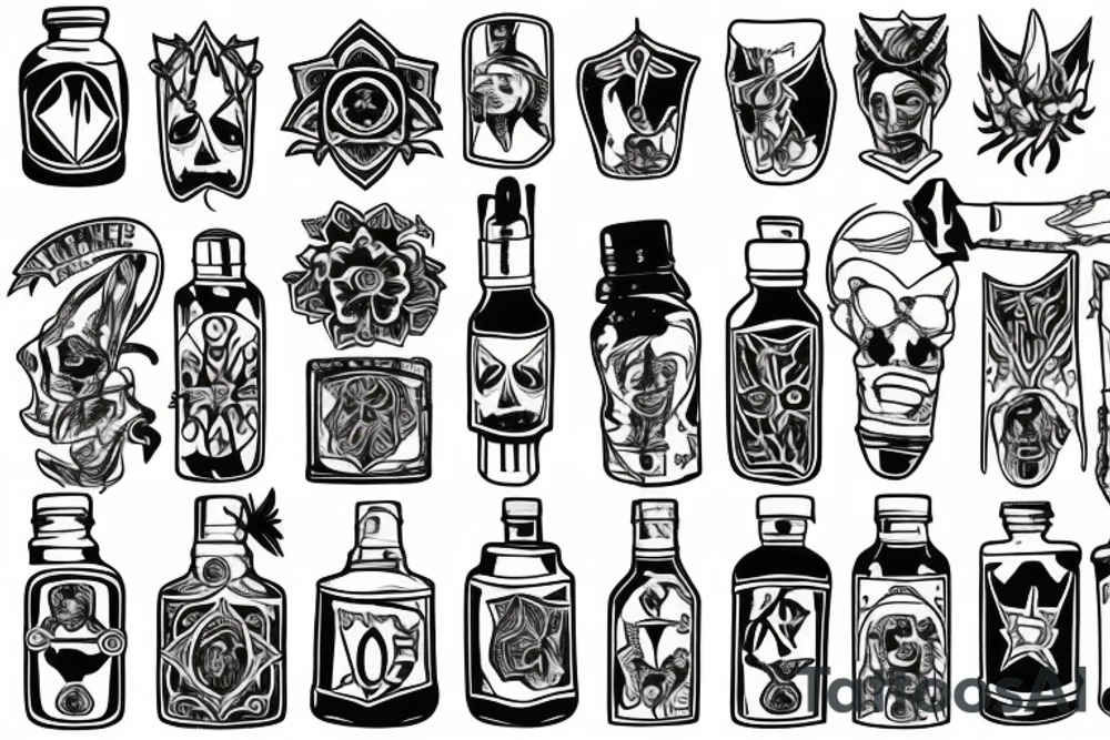 black magic bottle tattoo idea