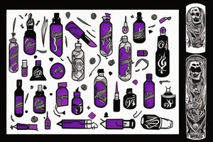 black magic bottle, purple bottle tattoo idea