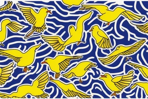 yellow bird flying over water tattoo idea