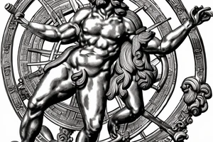 stone statue of the Greek God Atlas carrying an armillary sphere on his shoulders tattoo idea