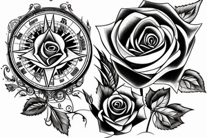 Broken rose compass coming together tattoo idea