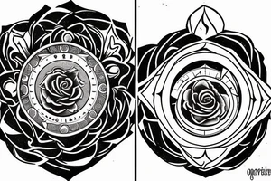 Broken rose compass coming together tattoo idea