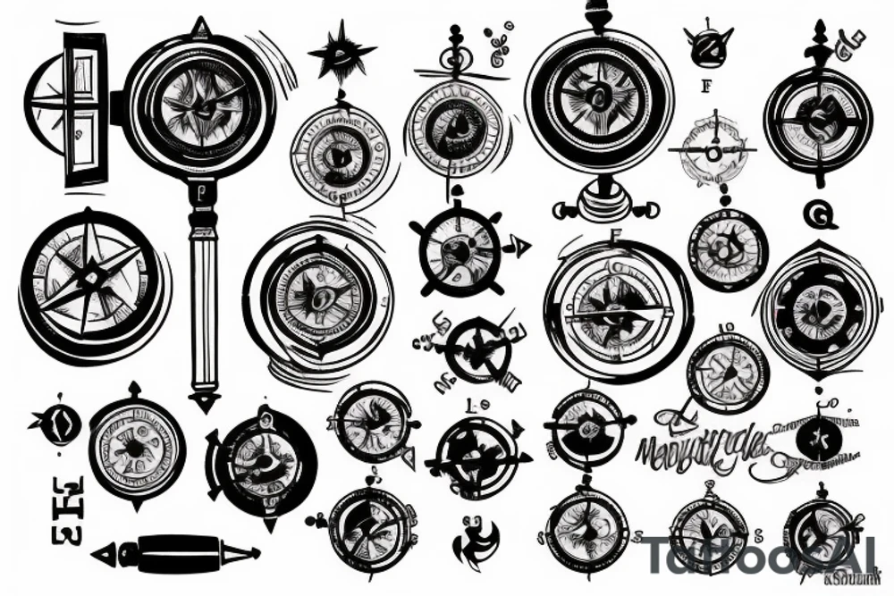 Broken compass coming together tattoo idea