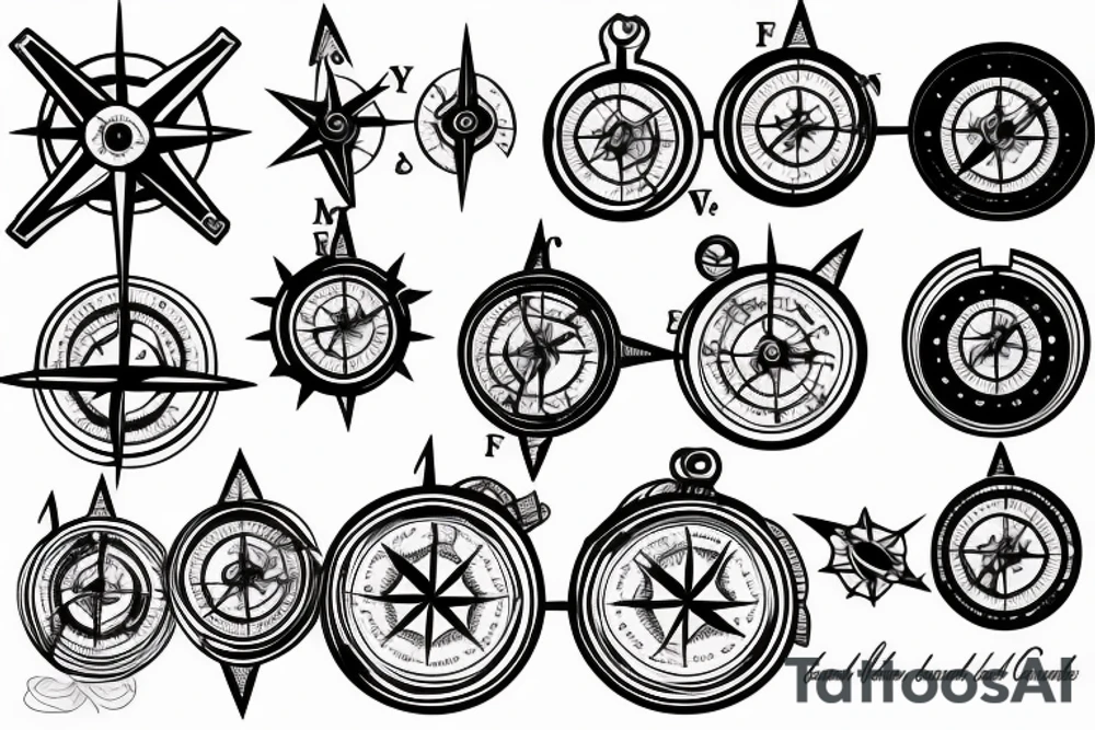 Broken compass coming together tattoo idea
