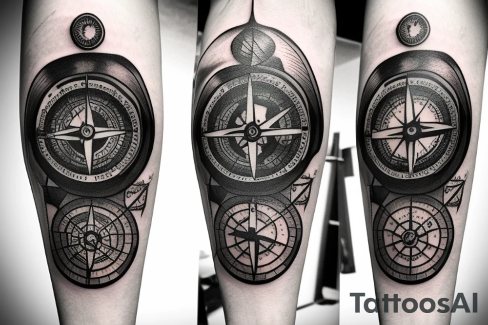 Broken compass coming together tattoo idea