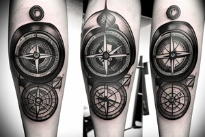 Broken compass coming together tattoo idea