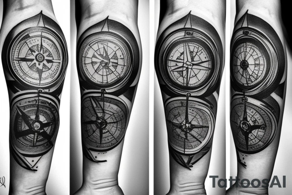 Broken compass coming together tattoo idea