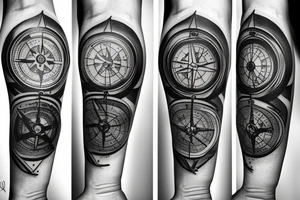 Broken compass coming together tattoo idea