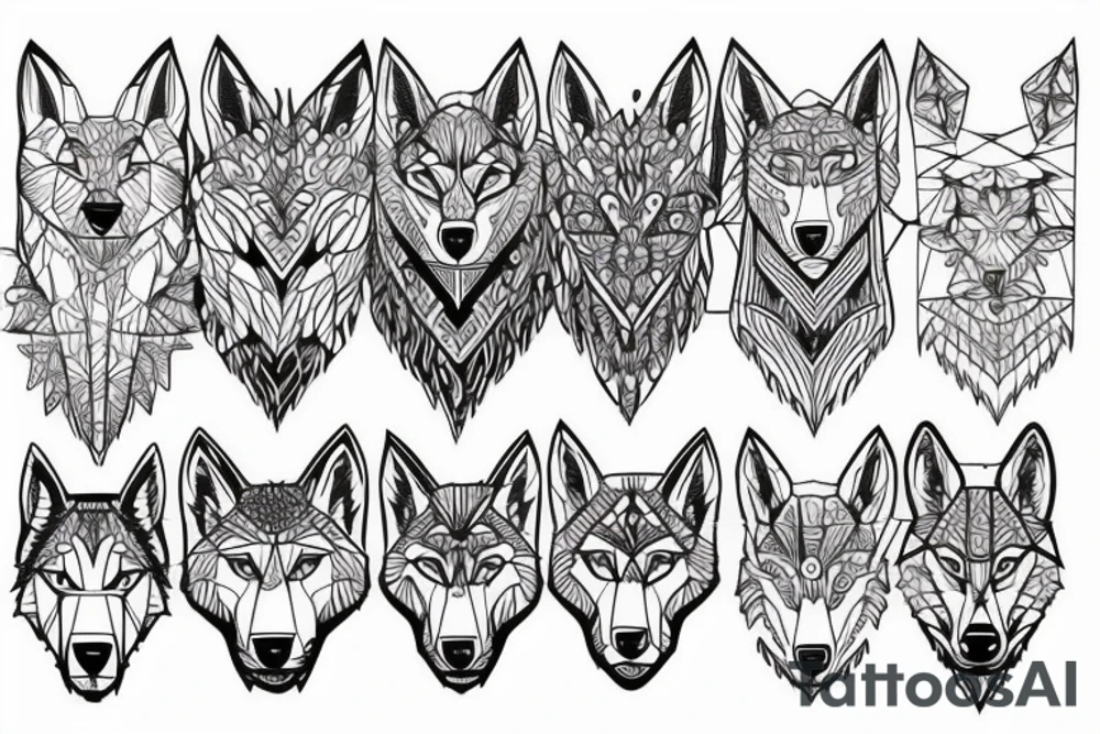 Compass, mountains, wolf tattoo idea
