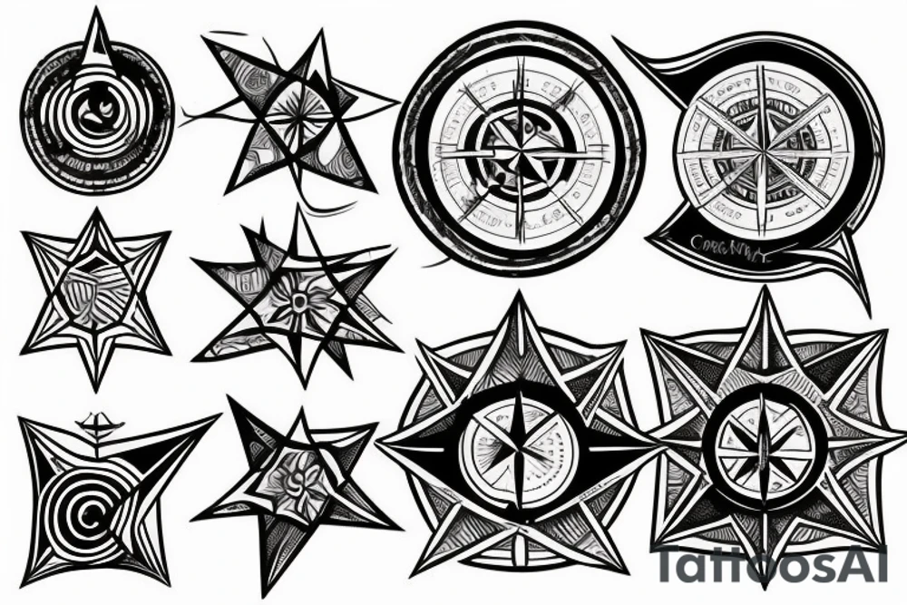 Shattered compass tattoo idea
