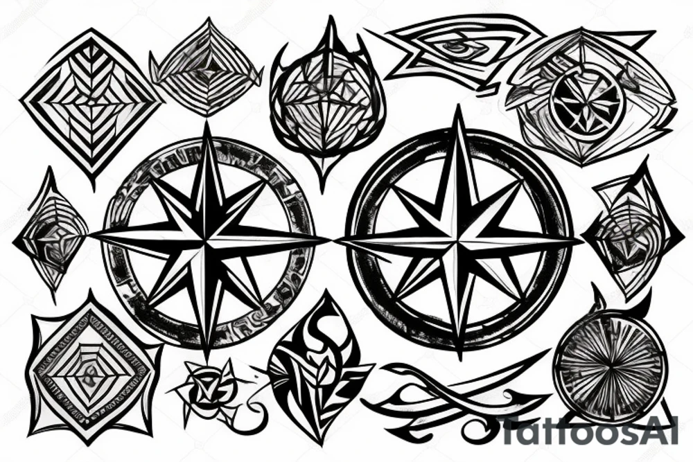 Shattered compass tattoo idea