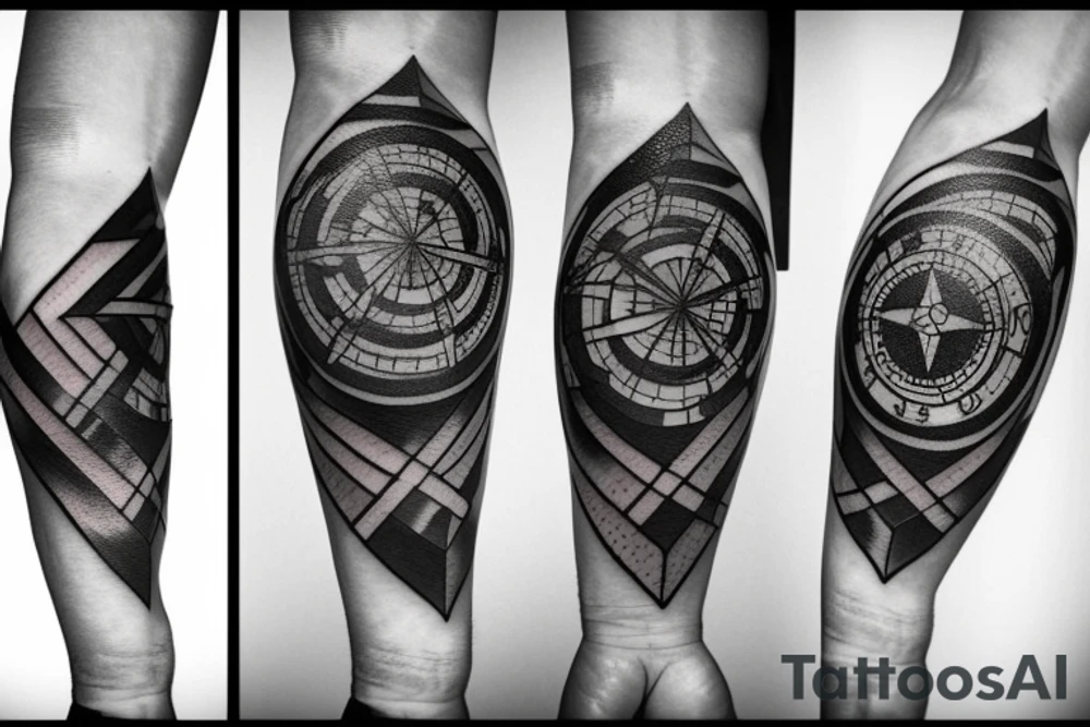 Shattered compass tattoo idea