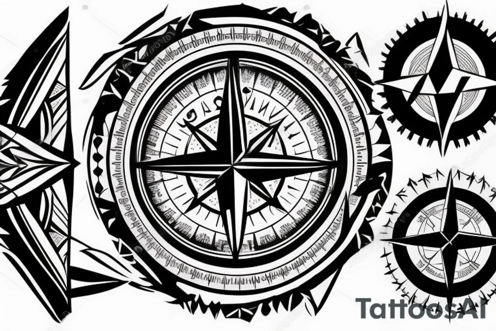 Shattered 3D compass tattoo idea
