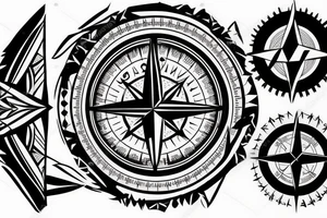Shattered 3D compass tattoo idea