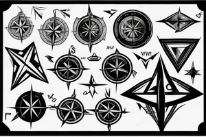 Shattered 3D compass tattoo idea