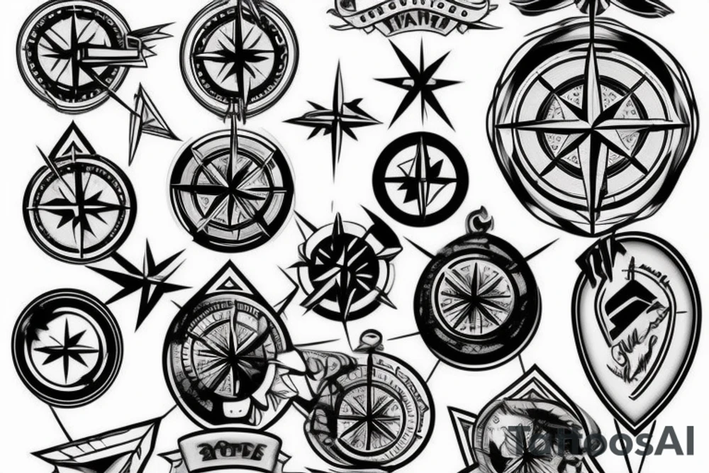 Shattered 3D compass tattoo idea