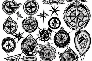 Shattered 3D compass tattoo idea