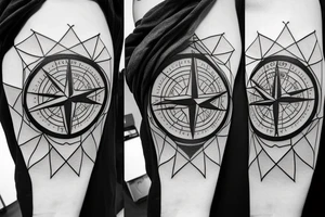 Shattered 3D compass tattoo idea